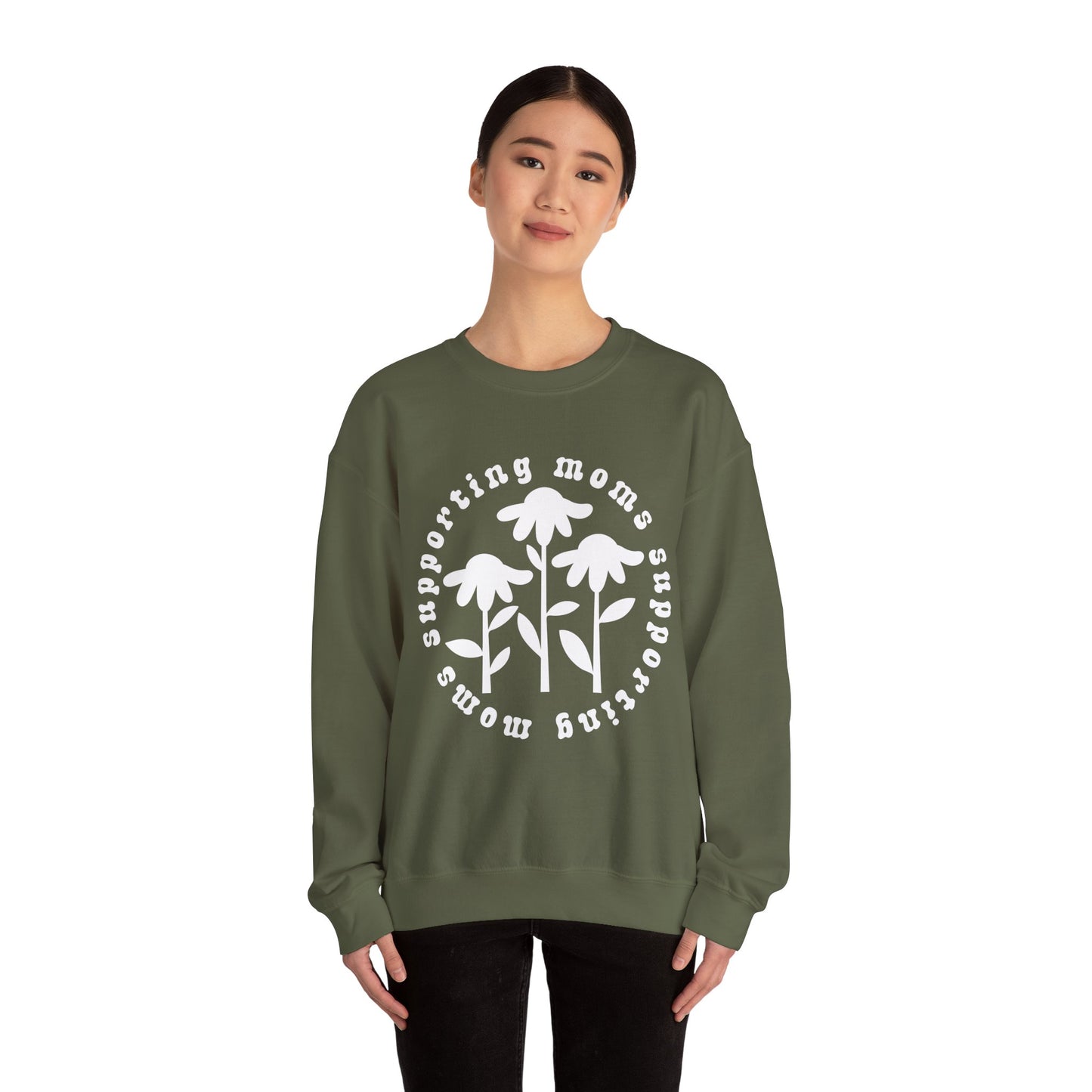 Moms Supporting Moms Flower Crewneck Sweatshirt