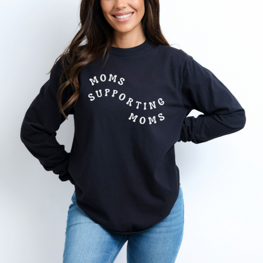 Wavy Moms Supporting Moms Long Sleeve Graphic Tee